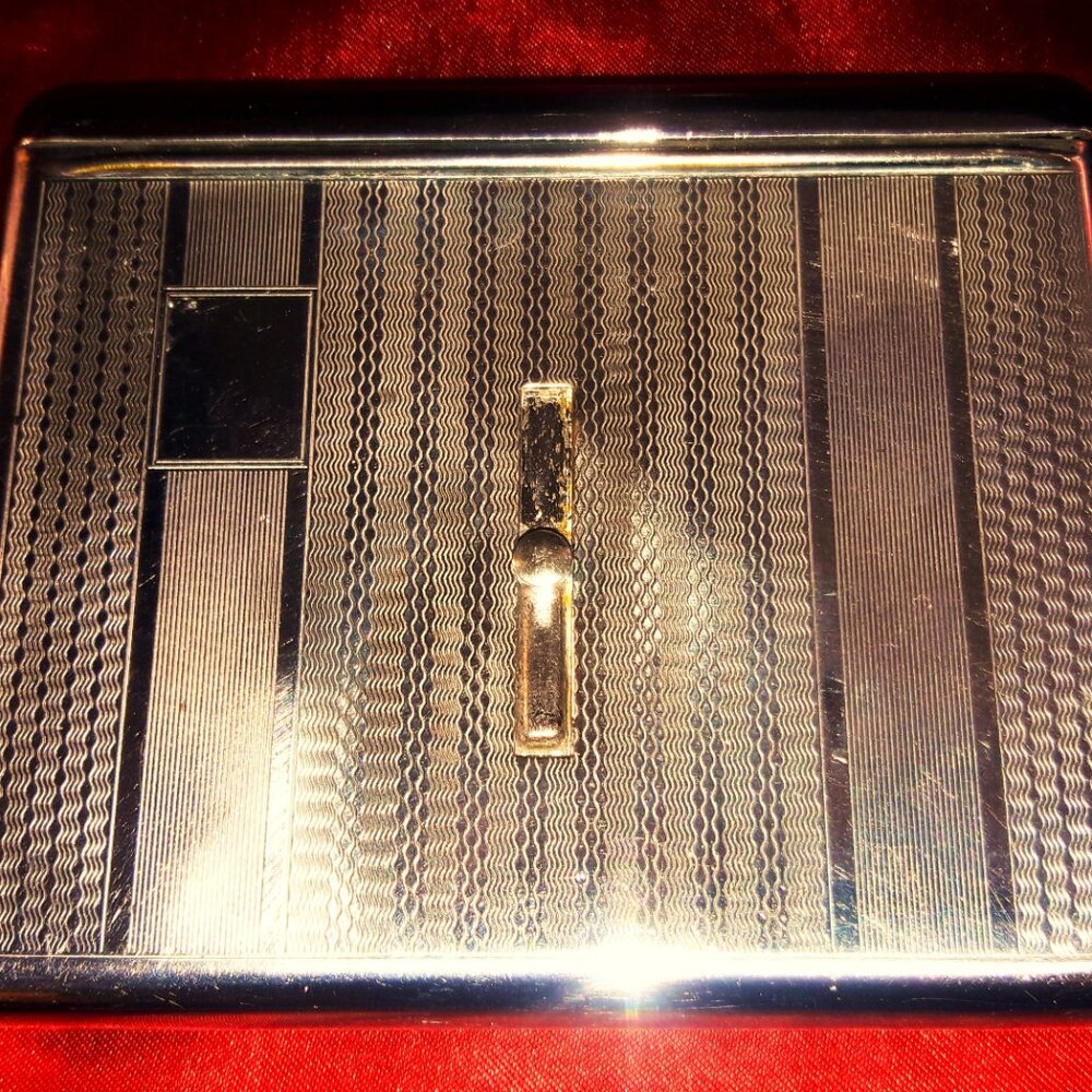 Unique Art Deco Cigarette Case 1920s? Unusual Split Top Chrome Vintage Antique